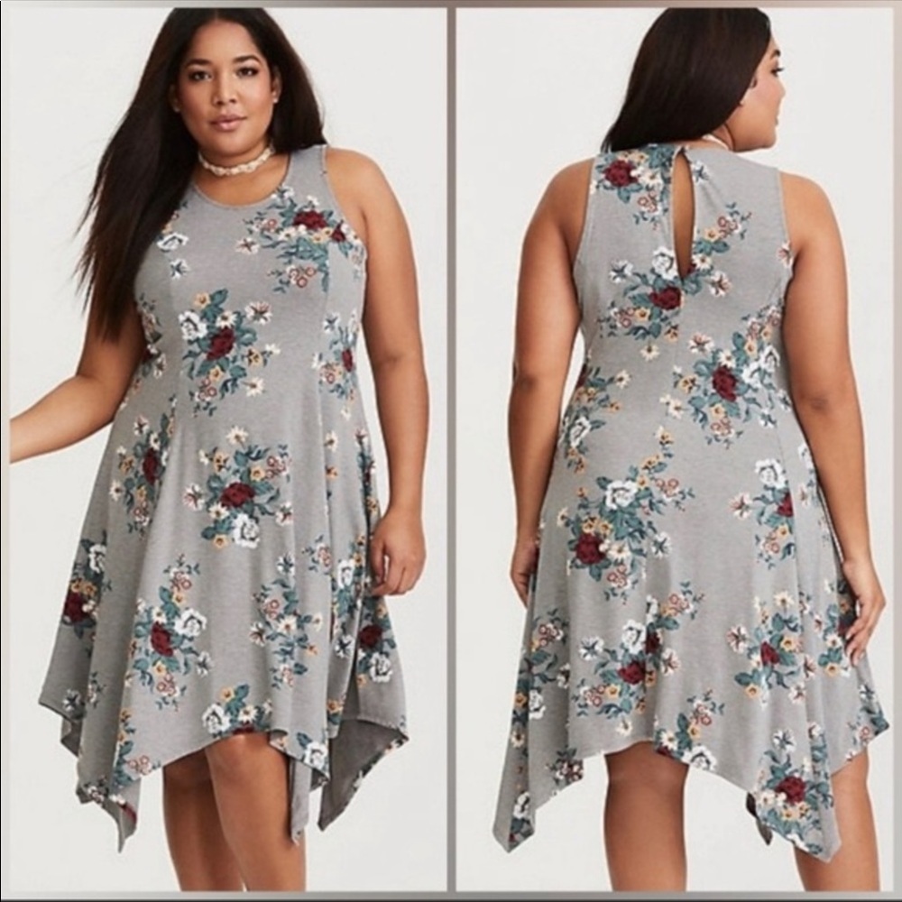 Torrid Grey Floral Jersey Trapeze Dress Size 3
